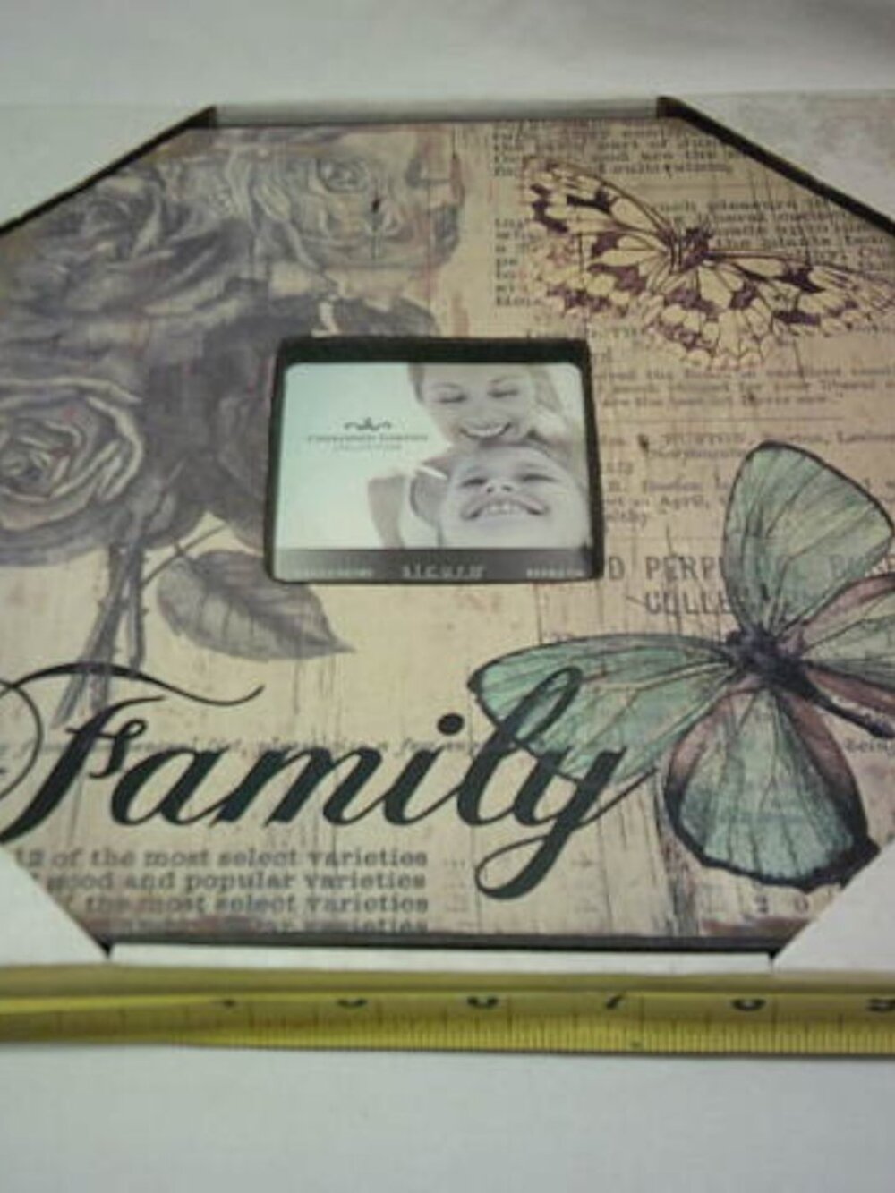 NEW WOODEN "FAMILY" DECOUPAGE CHERISHED GARDEN COLLECTION HEAVY FRAME SICURA 🔥